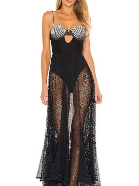 PatBO Seashell Beaded Beach Dress Black | Size P Petite | $825